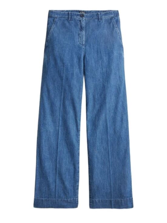 J. Crew Pants - J. CREW WIDE LEG COTTON CHAMBRAY TROUSER PANT SIZE 6